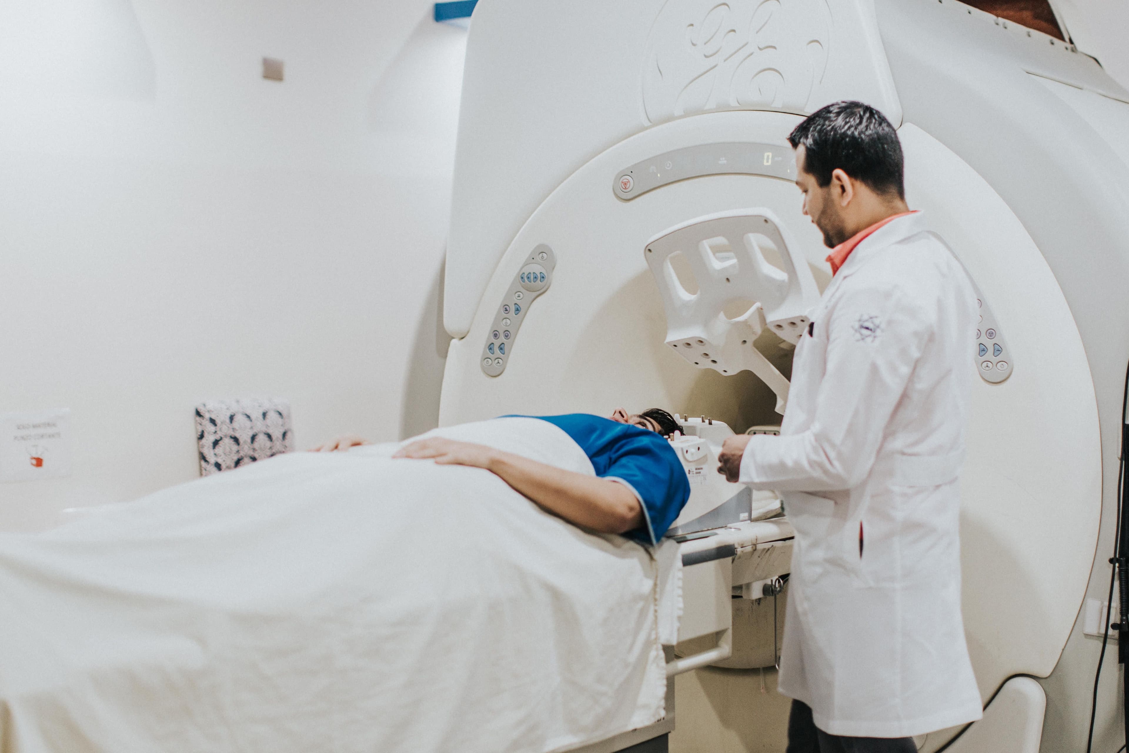 A patient receiving advanced diagnostic imaging